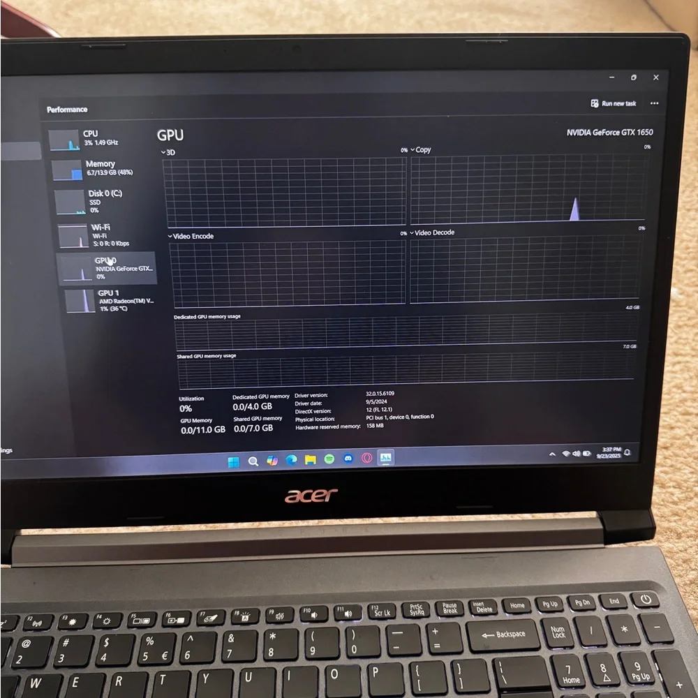 Acer Aspire 7 Ryzen 5 GTX 1650 16GB RAM